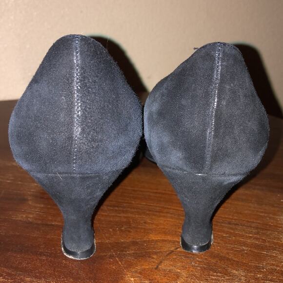Gloria Vanderbilt Vintage Preppy Glam Academia Note Vintage Black Gold Heels 9 - Picture 8 of 15